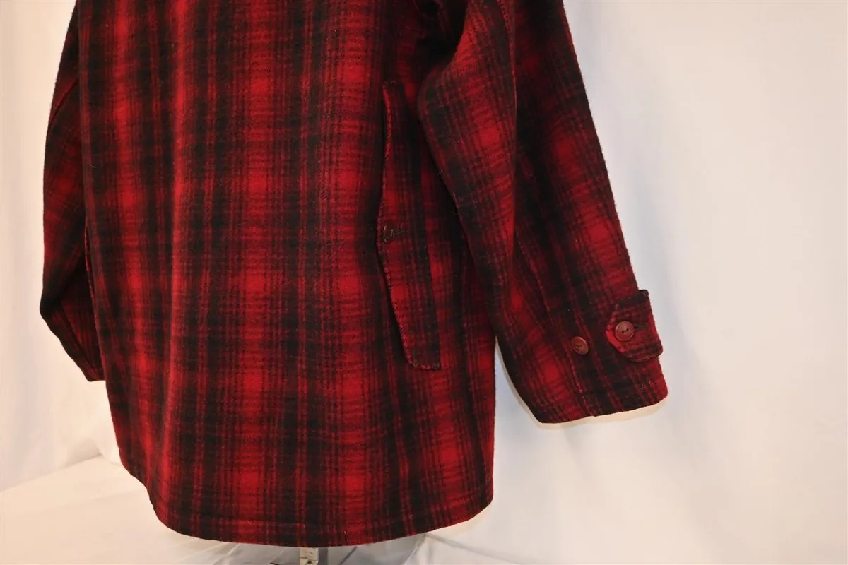 80s Woolrich Red Plaid Wool Mackinaw Hunting Jacket Large