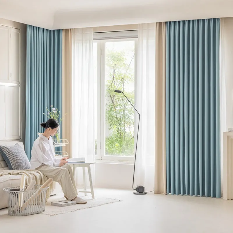 Alina Color-Blocking Cotton Linen Curtain Swatch