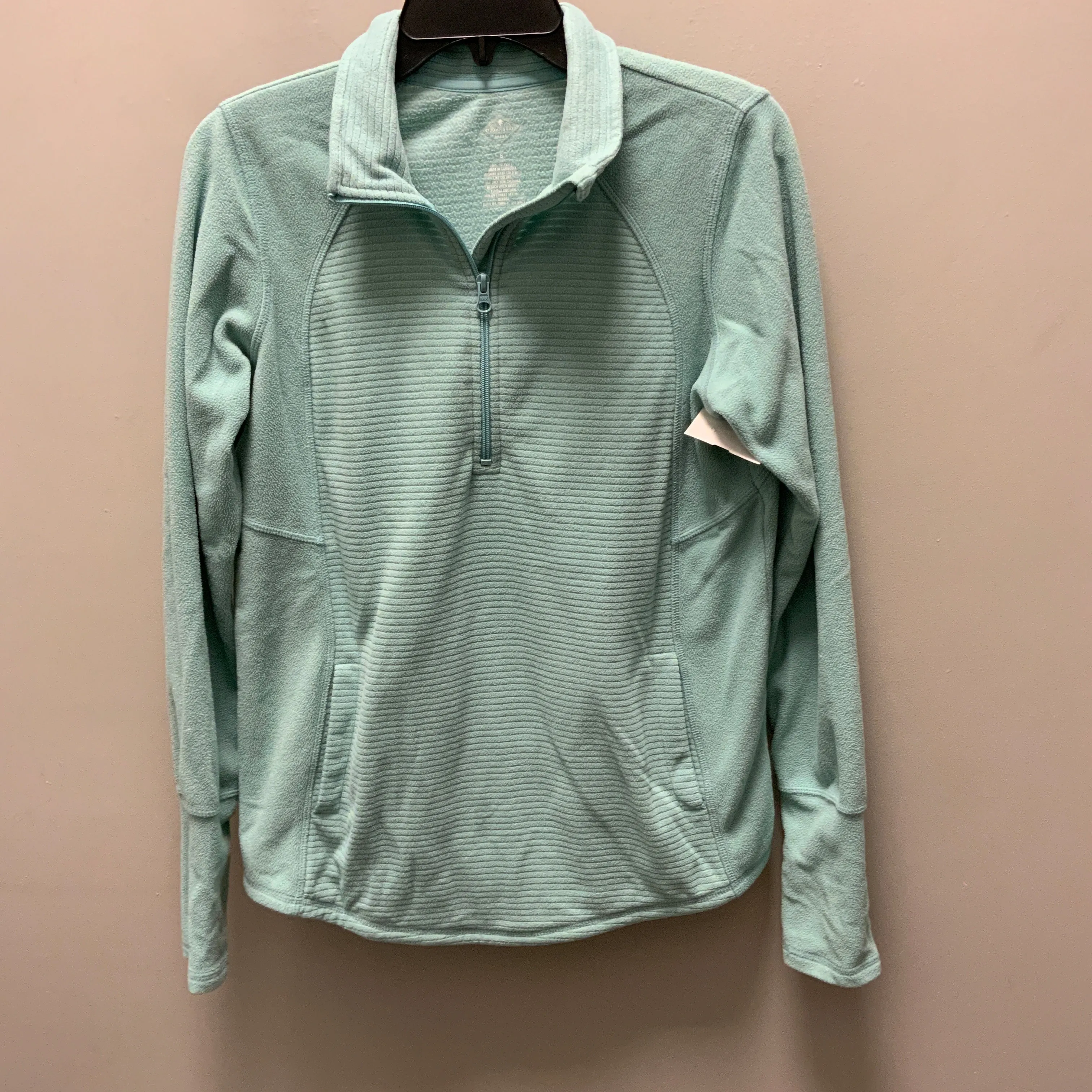 Athletic Top Long Sleeve Collar By St Johns Bay In Green, Size: S