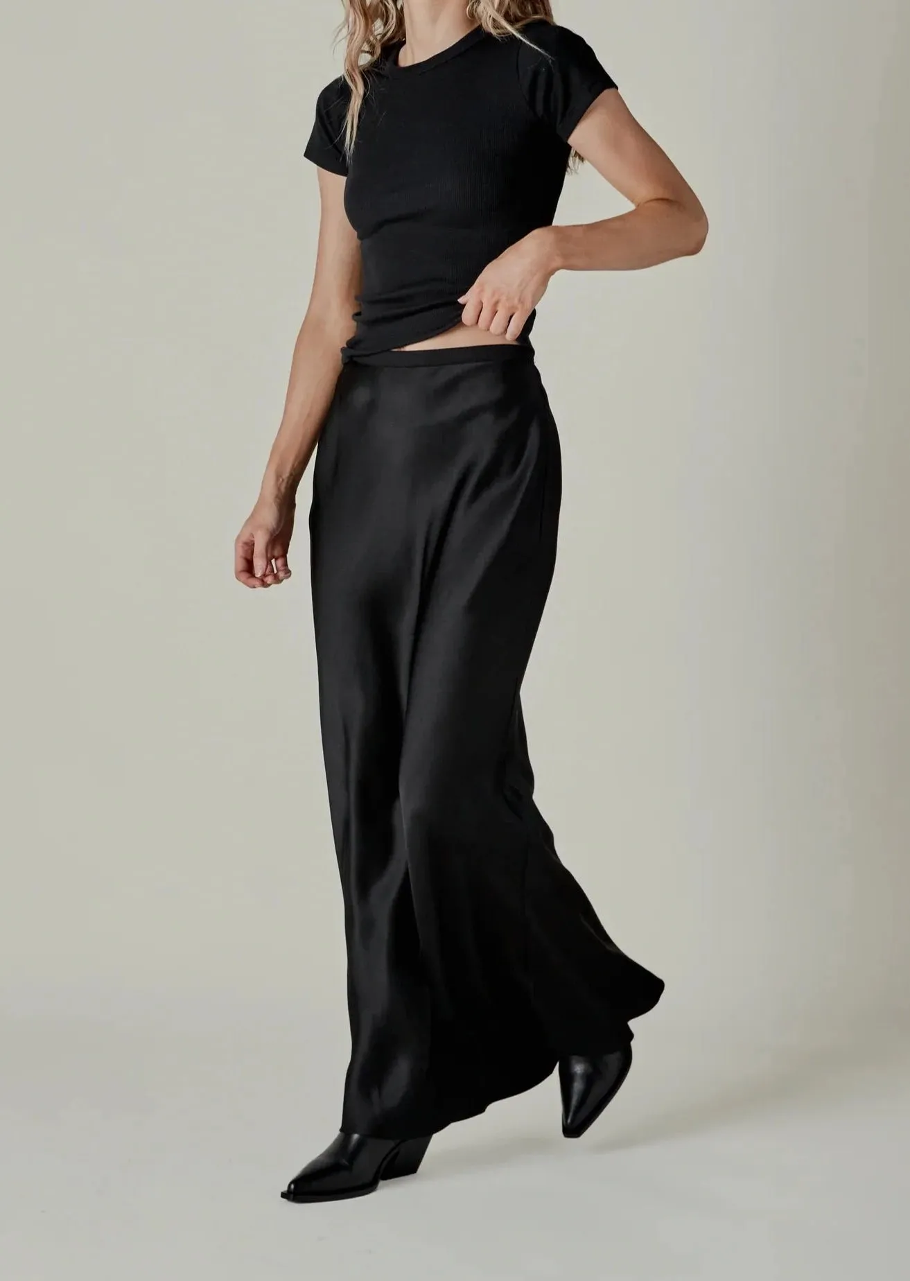 Bar Silk Maxi Skirt - Black