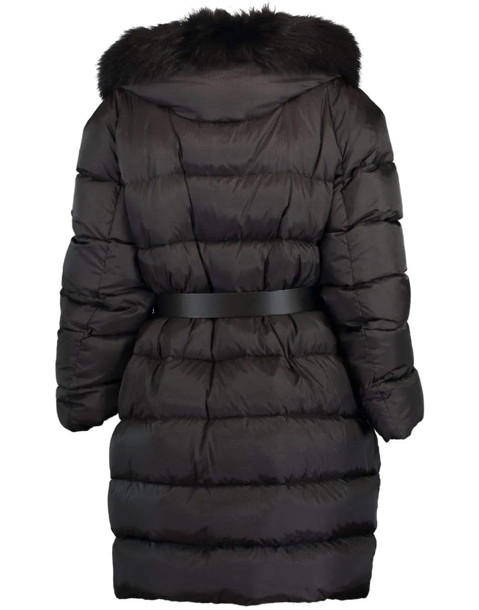 Black Fur Collar Puffer Coat