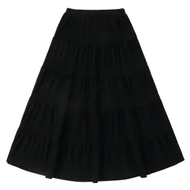 Black Jersey Tiered Maxi Skirt