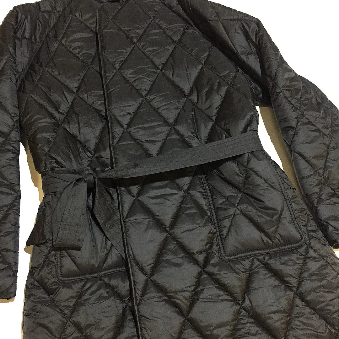 Black Quilted Long Coat