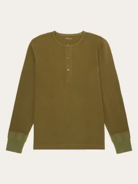 BO long sleeve henley - Regenerative Organic Certified™ - GOTS/Vegan - Dark Olive