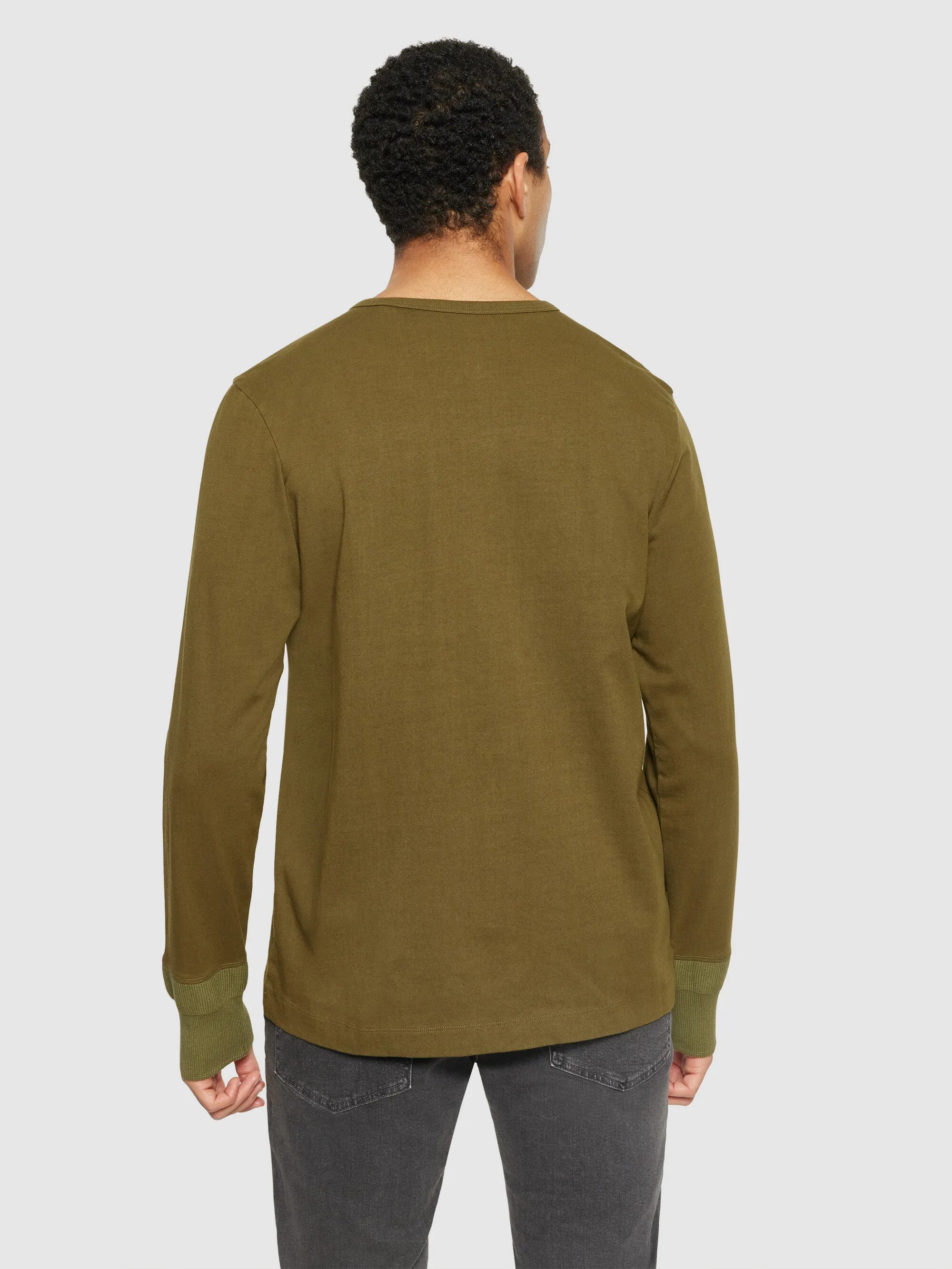 BO long sleeve henley - Regenerative Organic Certified™ - GOTS/Vegan - Dark Olive