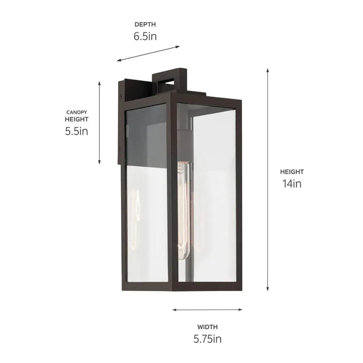 Branner 14 In 1-Light Outdoor Wall Light with Clear Glass, Bronze Finish