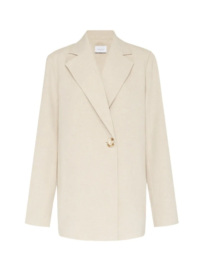 By Nicola Dionne Oversized Blazer in Beige Fishbone