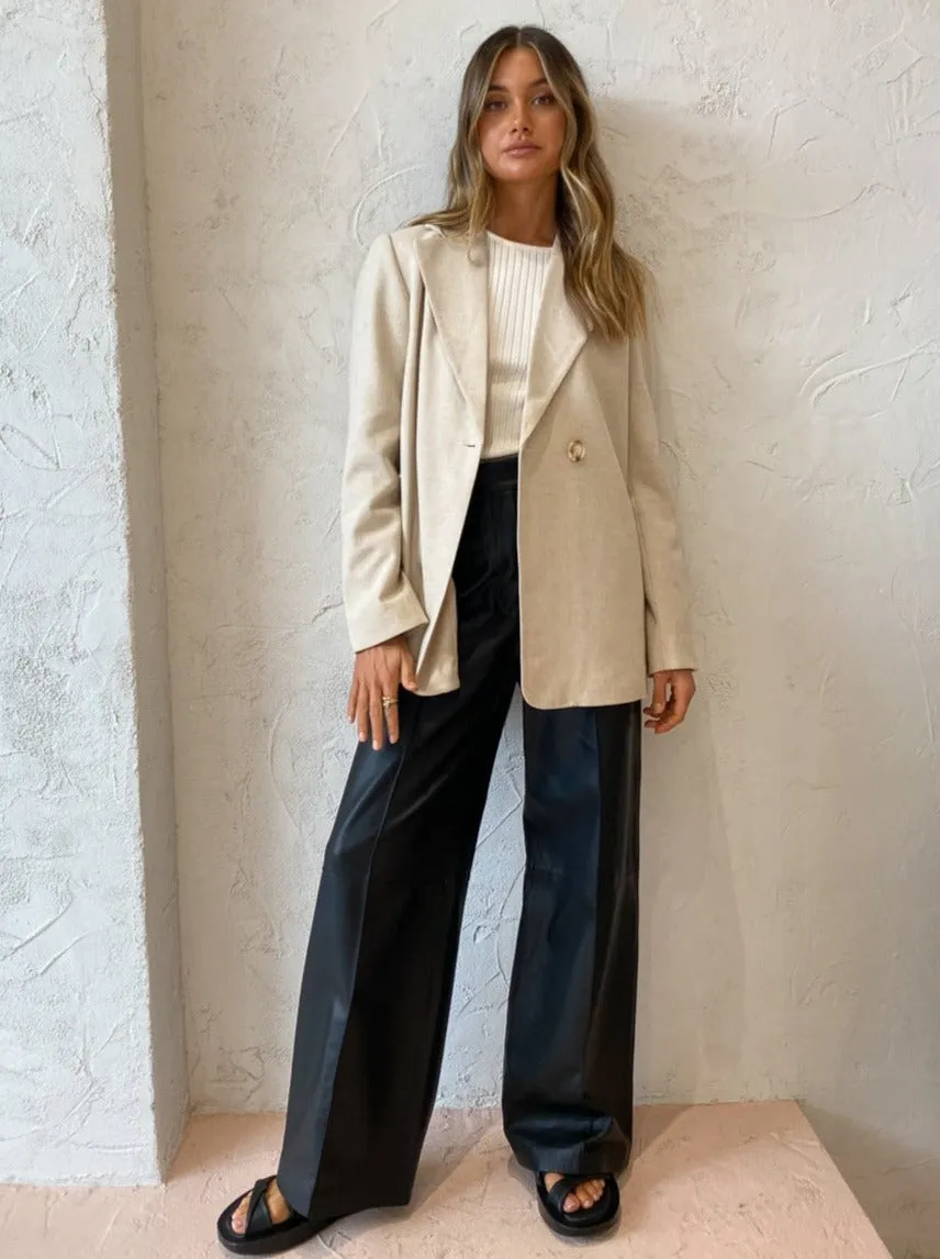 By Nicola Dionne Oversized Blazer in Beige Fishbone