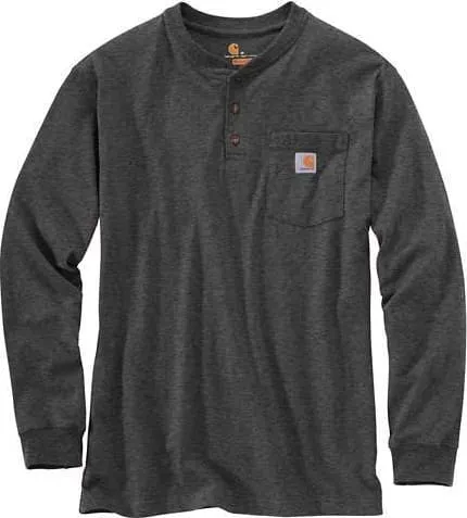 Carhartt K128-CRH Carbon Heather Workwear Long Sleeve Henley T-Shirt