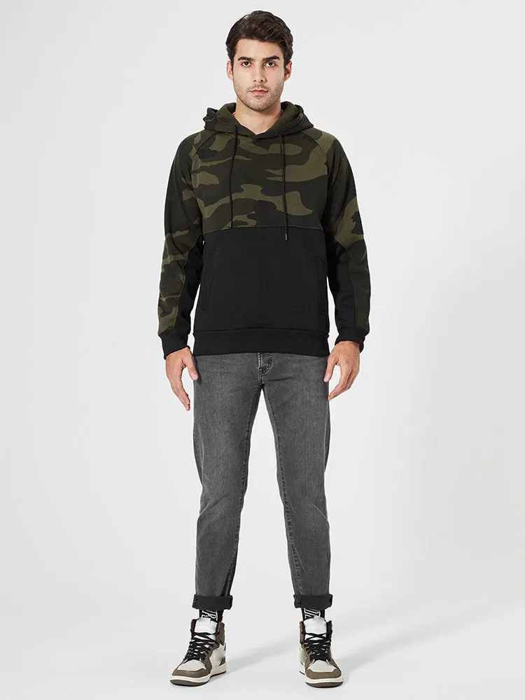 Casual Camouflage Color-Blocking Hoodies