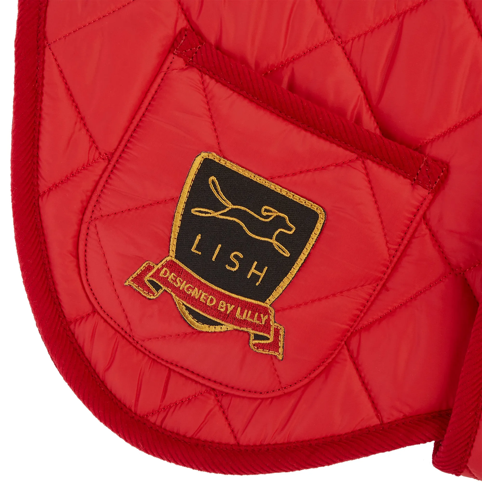 Chigwell Quilted Luxury Red Dog Coat for Whippets