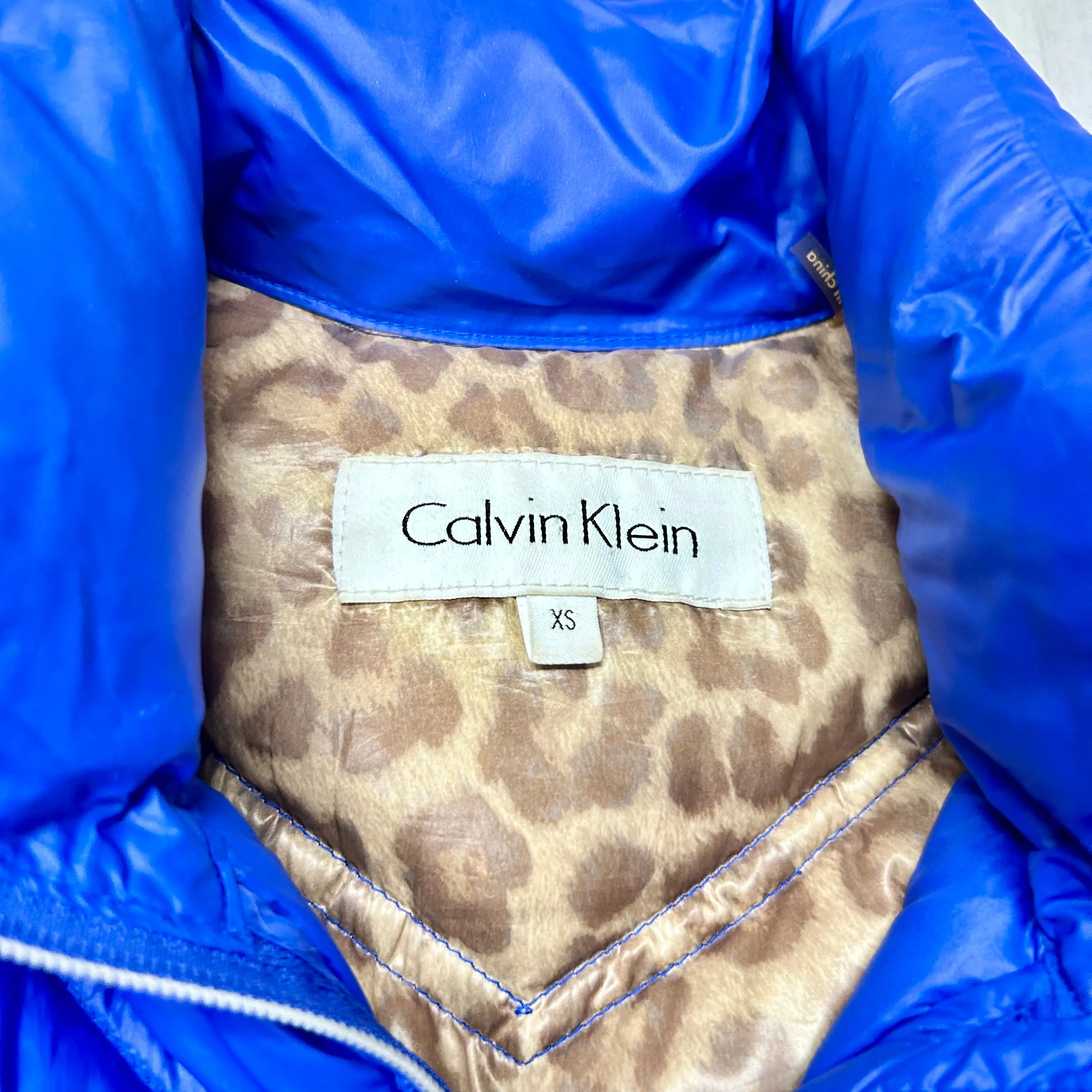 Coat Puffer & Quilted By Calvin Klein In Blue, Size: Xs