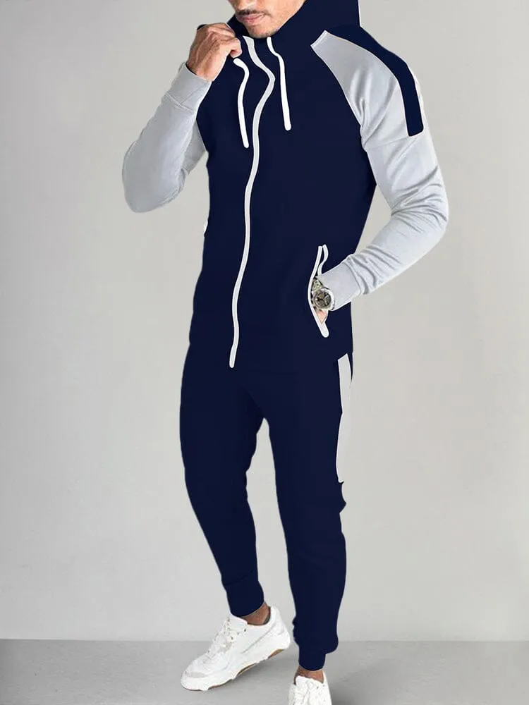 Color Blocking Hooded Sports Set