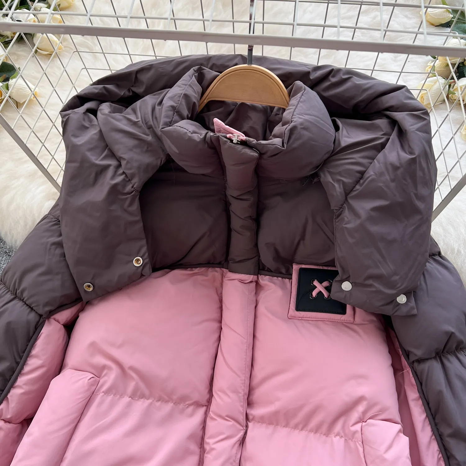 Color Blocking Thermal Padded Coat