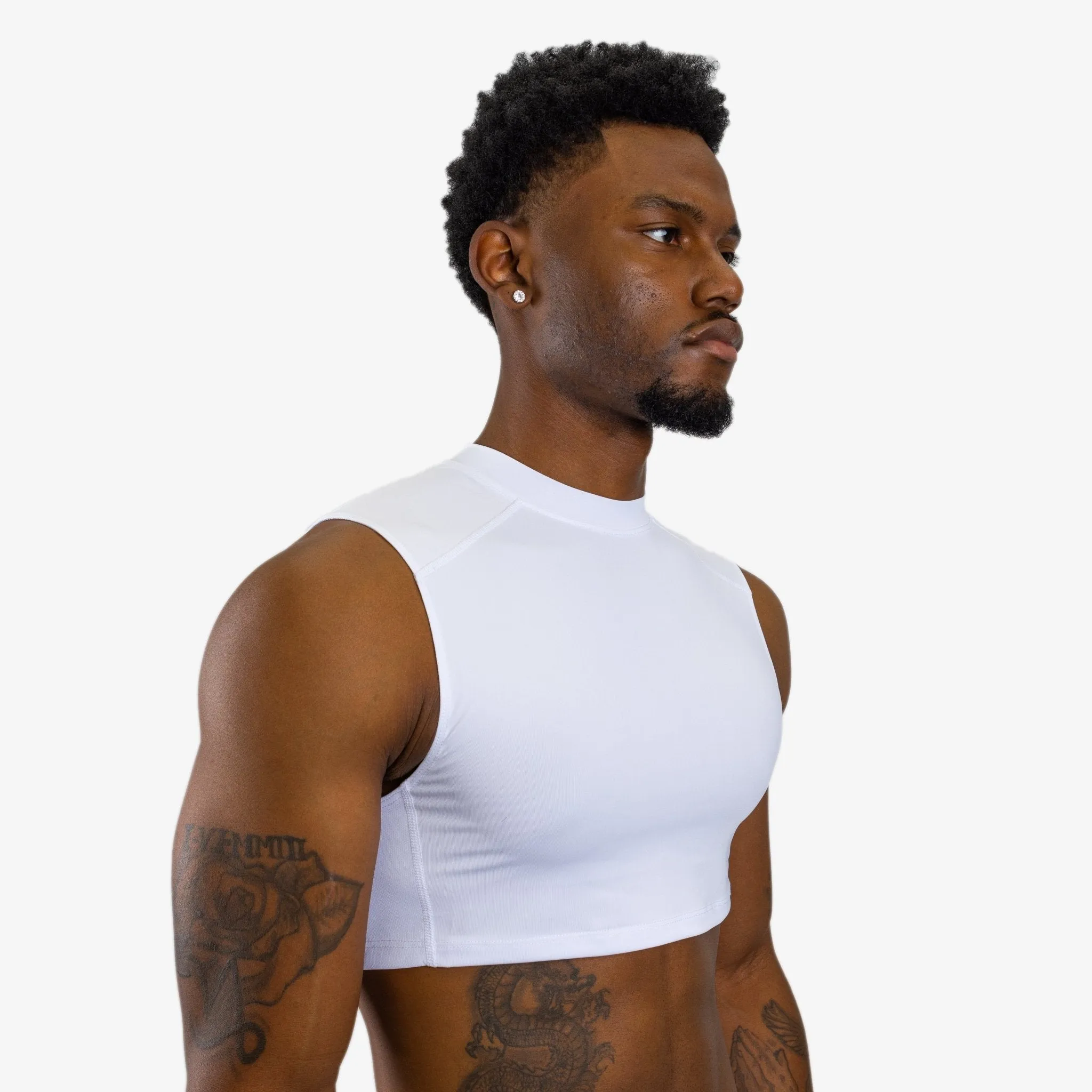 COMPRESSION CROP TANK TOP (WHITE)