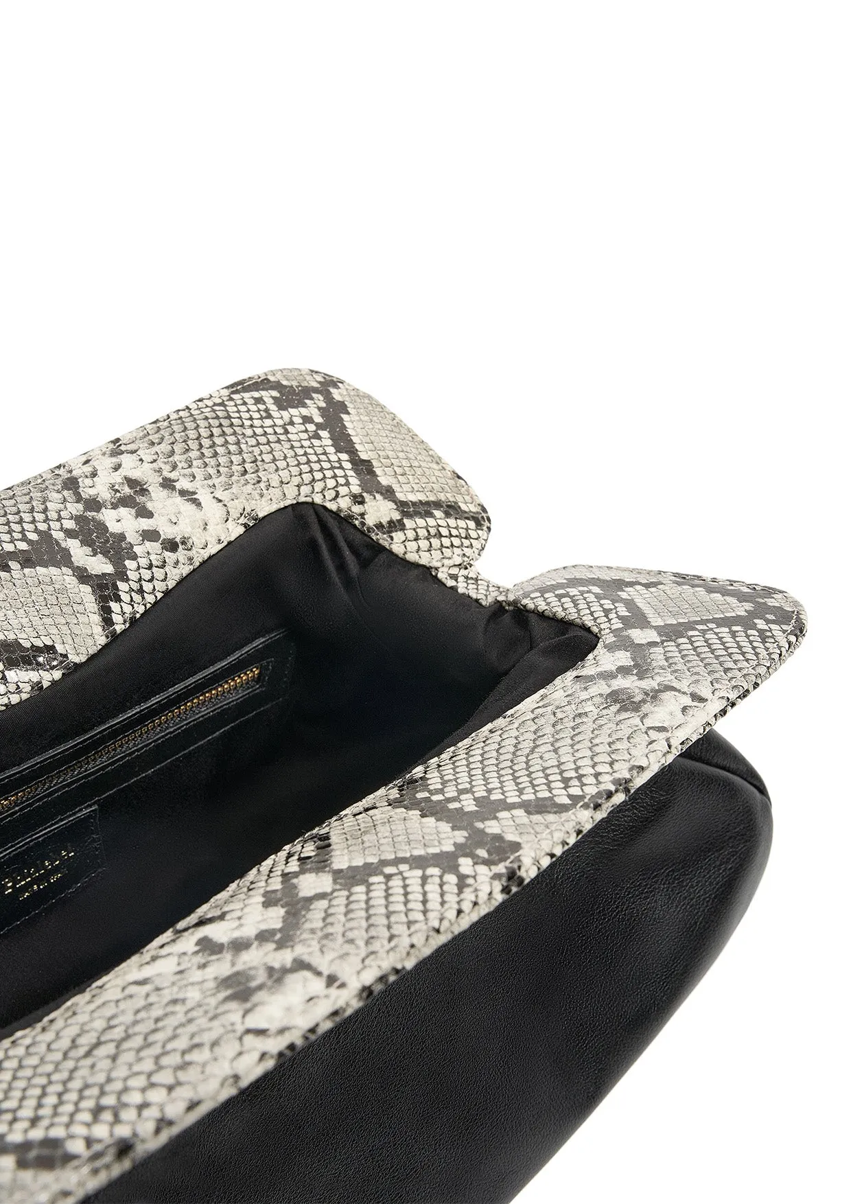 Constanza Snakeskin-Print Leather Clutch Bag