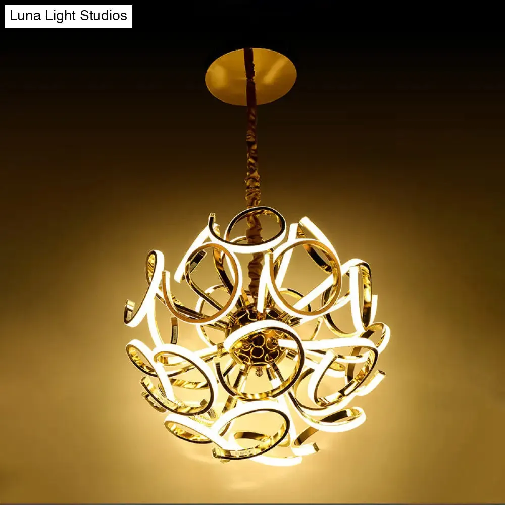 Contemporary Acrylic Globe 12/18/24-Light Gold/Silver Hanging Ceiling Chandelier Pendant Light in White/Warm