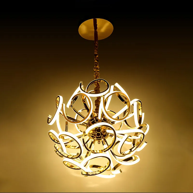 Contemporary Acrylic Globe 12/18/24-Light Gold/Silver Hanging Ceiling Chandelier Pendant Light in White/Warm