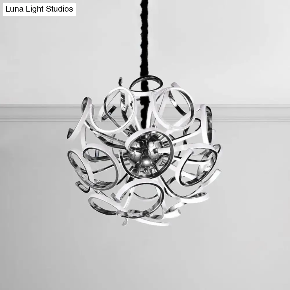 Contemporary Acrylic Globe 12/18/24-Light Gold/Silver Hanging Ceiling Chandelier Pendant Light in White/Warm