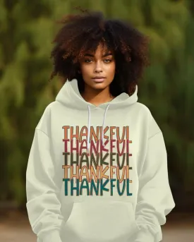 Contrast Color LettersThankful Long-sleeved Hoodie