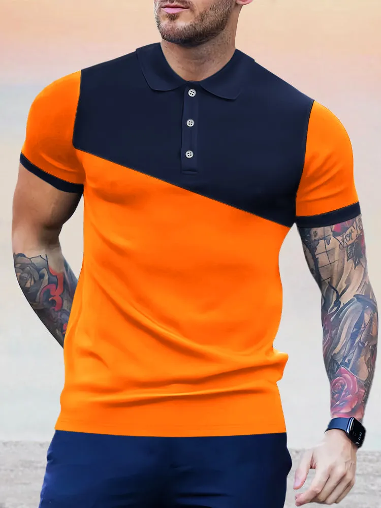 Coofandy Casual Color Blocking Polo Shirt