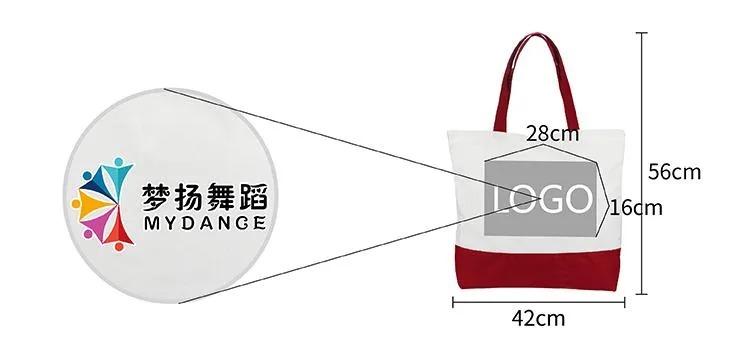 Cotton Color Blocking Tote Bag