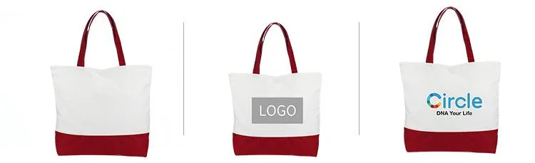 Cotton Color Blocking Tote Bag