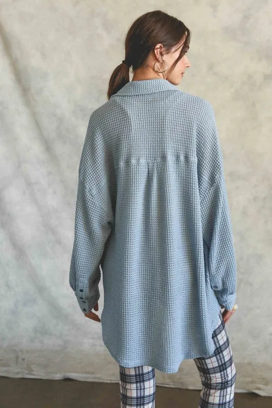 Cozy Up Soft Knit Long Sleeve Button Up Top