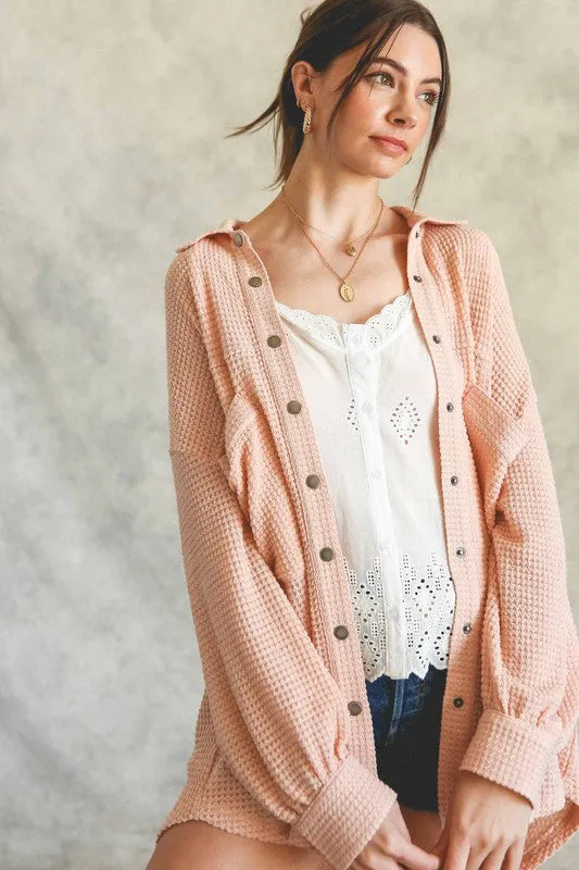 Cozy Up Soft Knit Long Sleeve Button Up Top