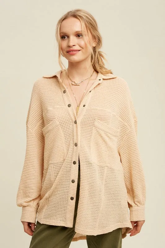 Cozy Up Soft Knit Long Sleeve Button Up Top