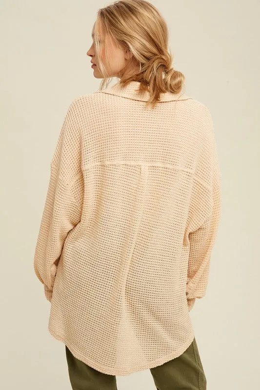 Cozy Up Soft Knit Long Sleeve Button Up Top