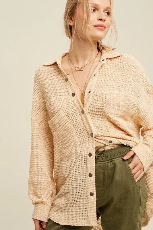 Cozy Up Soft Knit Long Sleeve Button Up Top