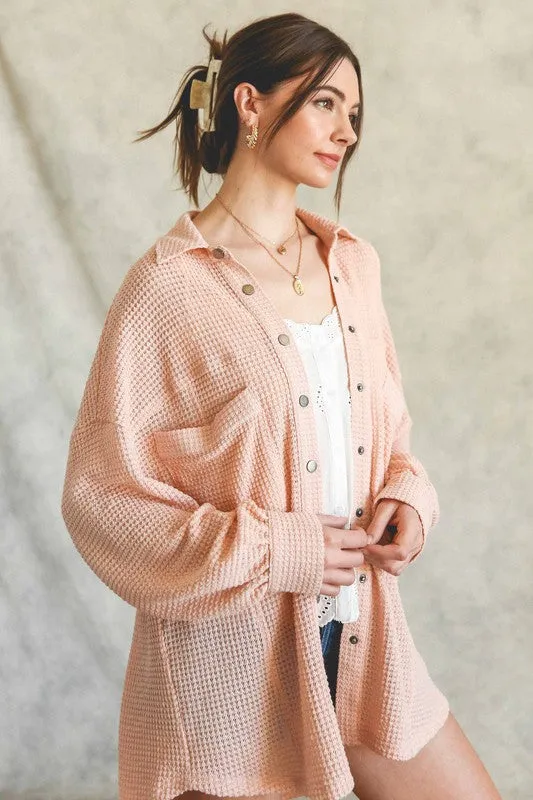 Cozy Up Soft Knit Long Sleeve Button Up Top