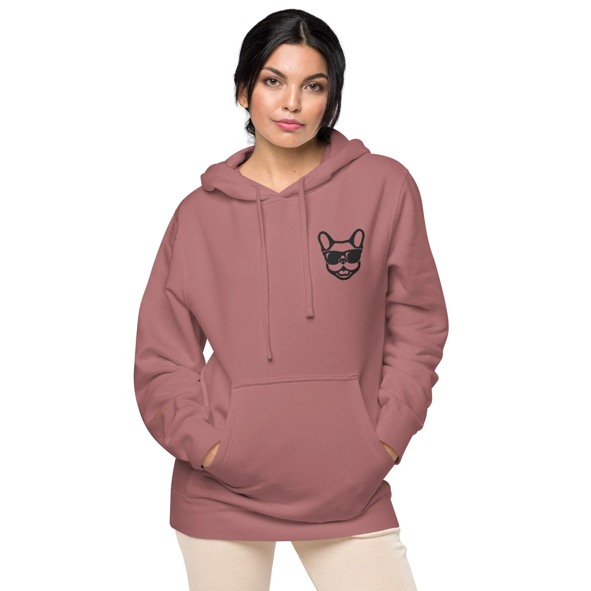 Dog Lovers Embroidered Design Unisex Pigment-Dyed Hoodie