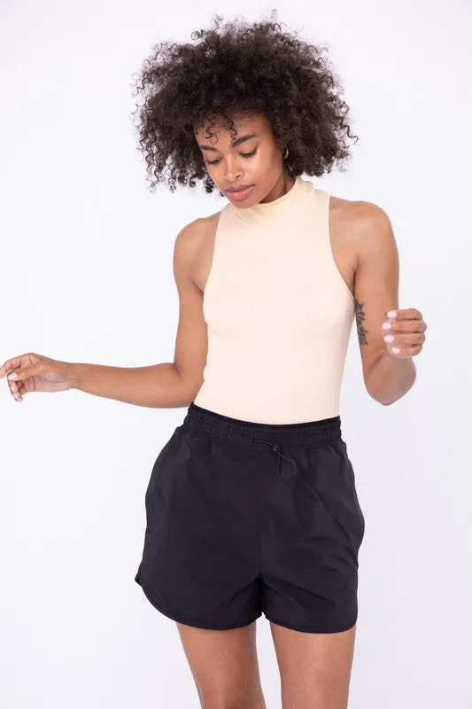 Eva Ribbed Mock Neck Basic Bodysuit - Vanilla