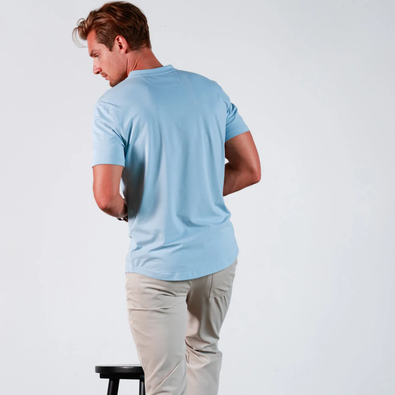 Everyday Henley Short Sleeve in Blue Fog