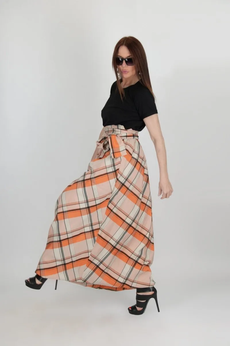 FANTASY Plaid Long Wide Skirt SALE