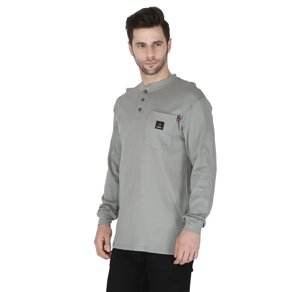 Forge Fr Men's Grey Henley Neck Long Sleeve T-shirt