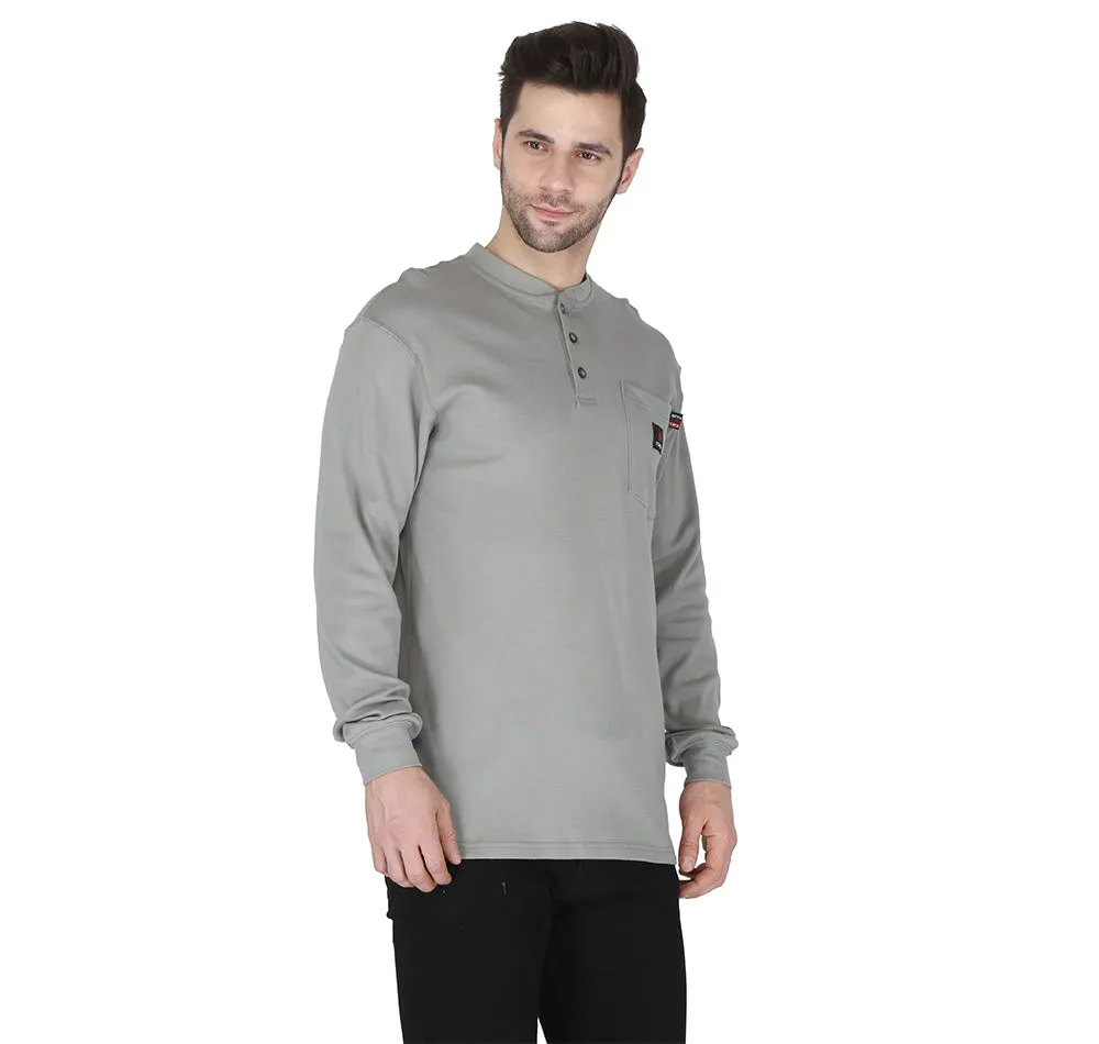 Forge Fr Men's Grey Henley Neck Long Sleeve T-shirt