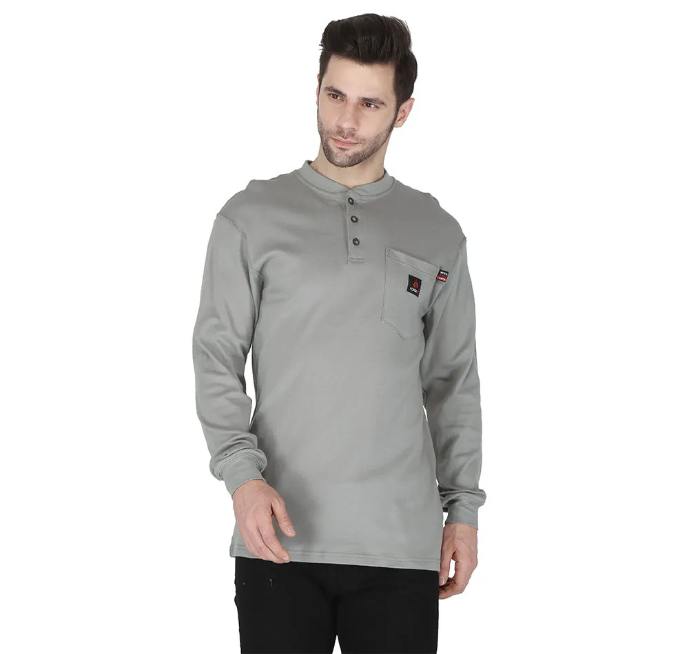 Forge Fr Men's Grey Henley Neck Long Sleeve T-shirt