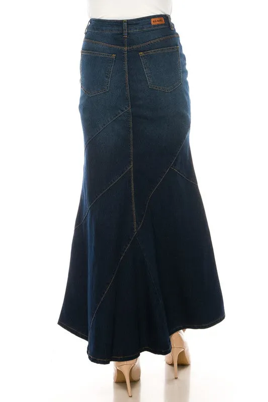 Ghazala Dark Maxi Denim Skirt