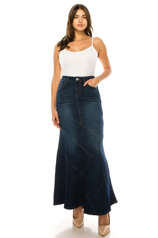 Ghazala Dark Maxi Denim Skirt