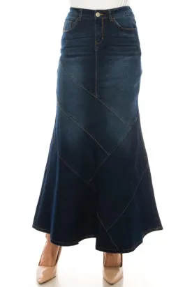 Ghazala Dark Maxi Denim Skirt