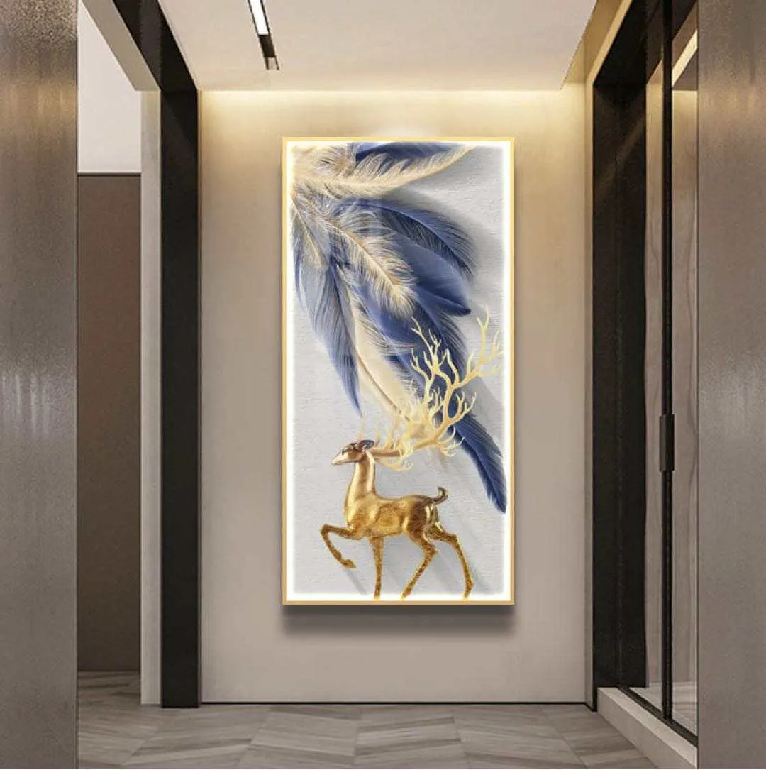 Glowing Deer LED Crystal Porcelain Framed Wall Art