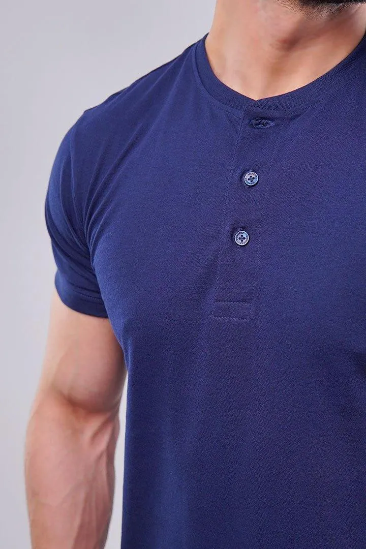 Henley T-Shirt - Navy Blue