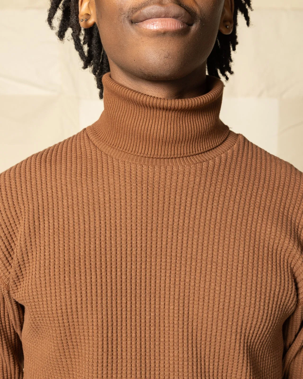 High Neck Thermal Shirt - Brown