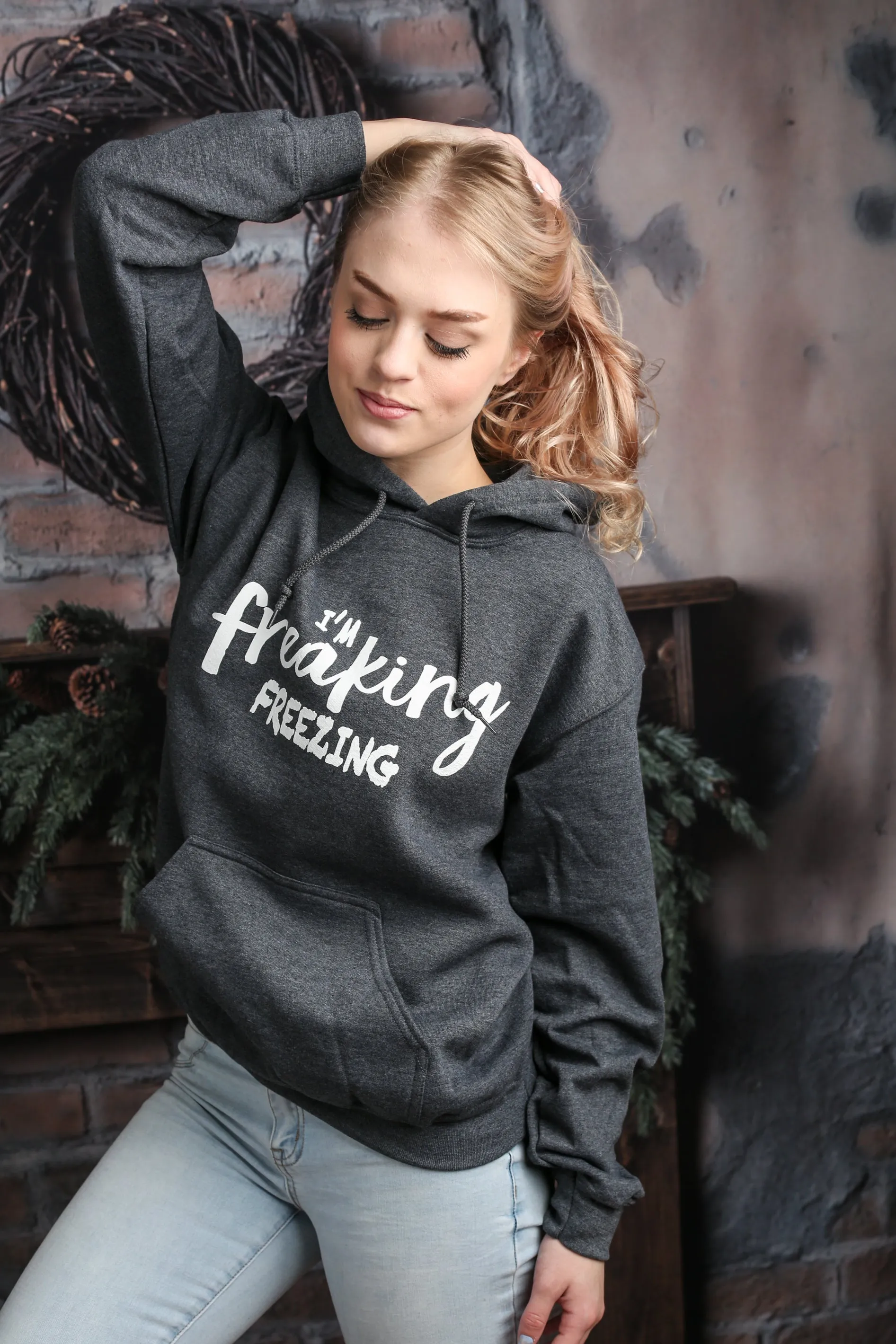 I'm Freaking Freezing! Dark Heather Gray Hoodie