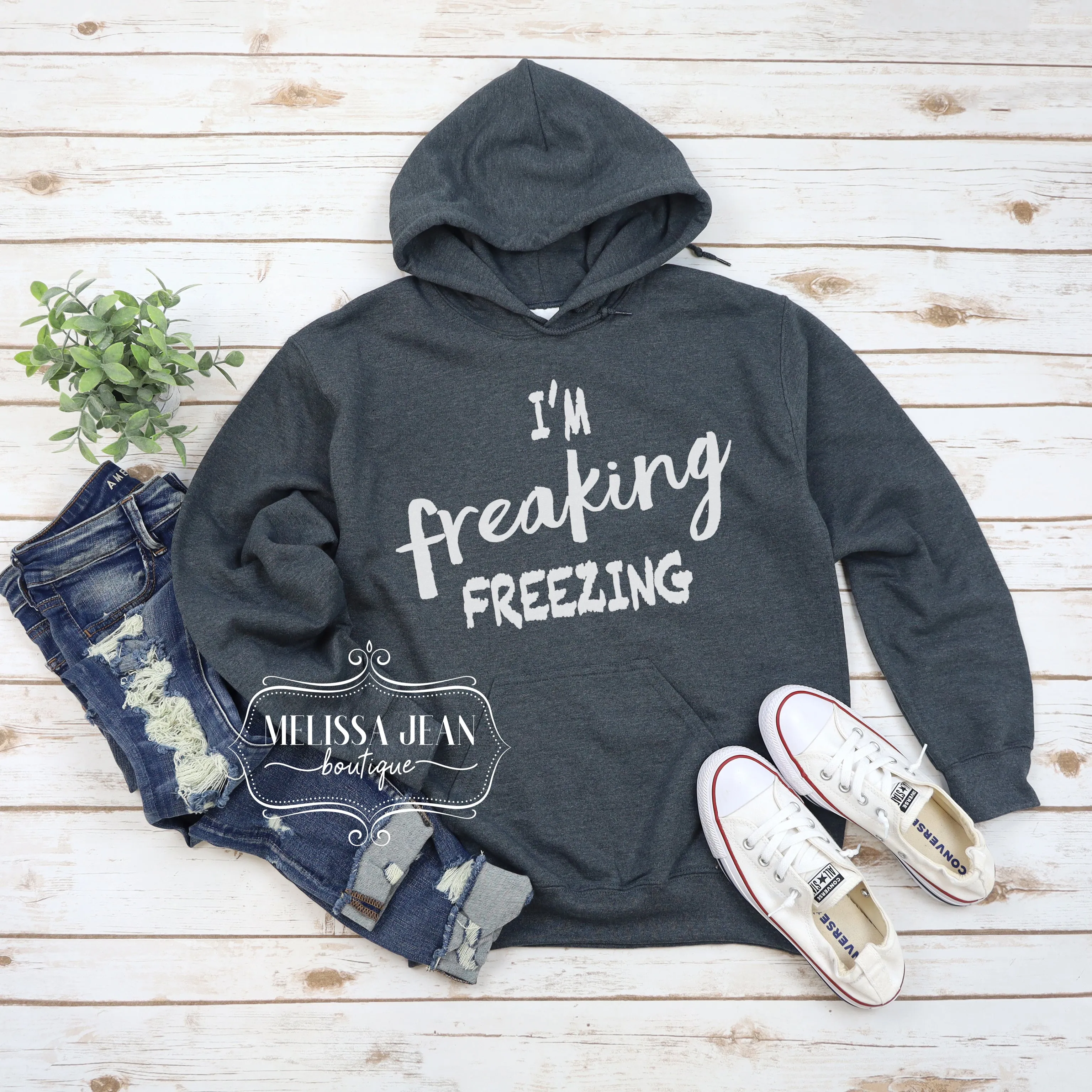 I'm Freaking Freezing! Dark Heather Gray Hoodie