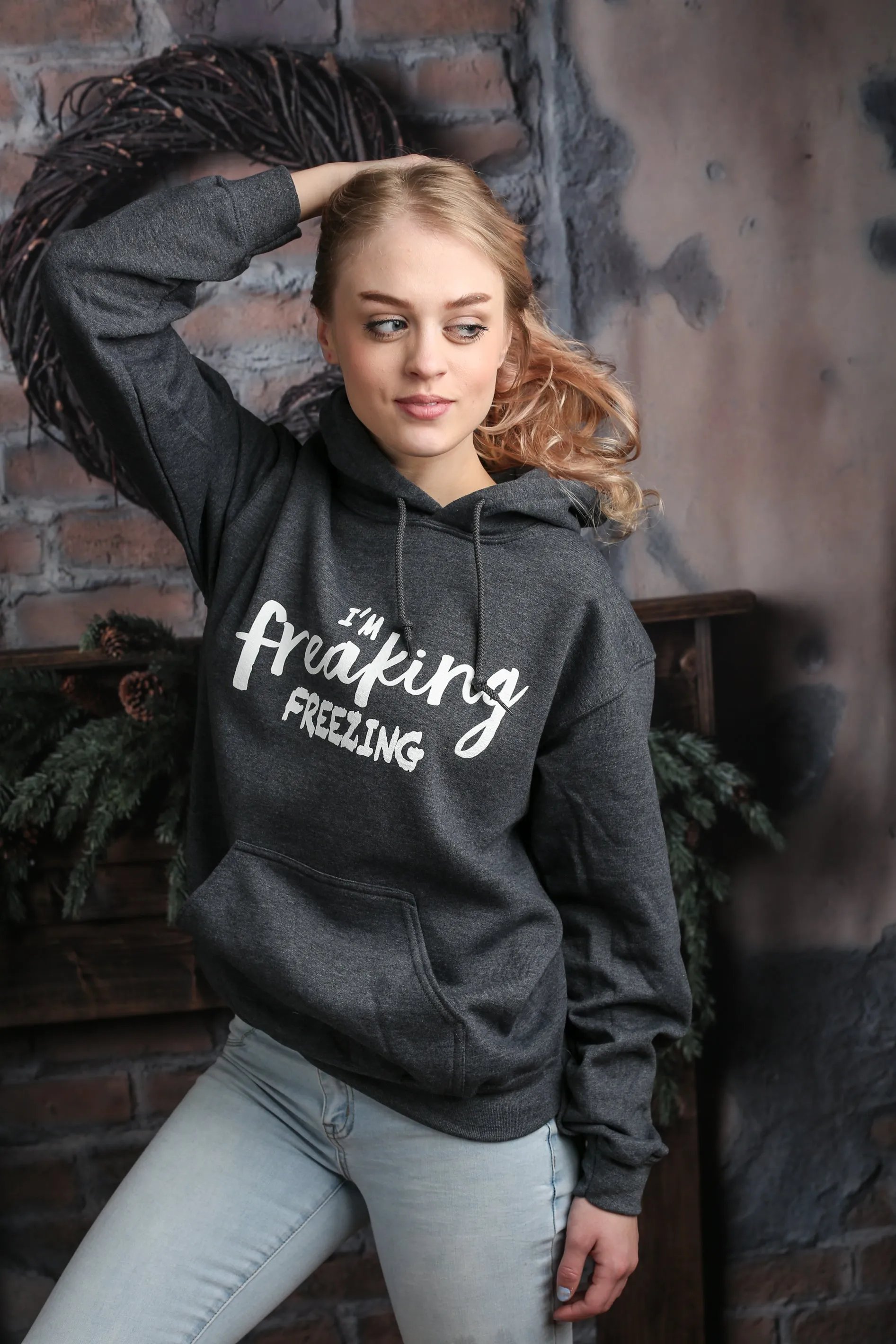 I'm Freaking Freezing! Dark Heather Gray Hoodie