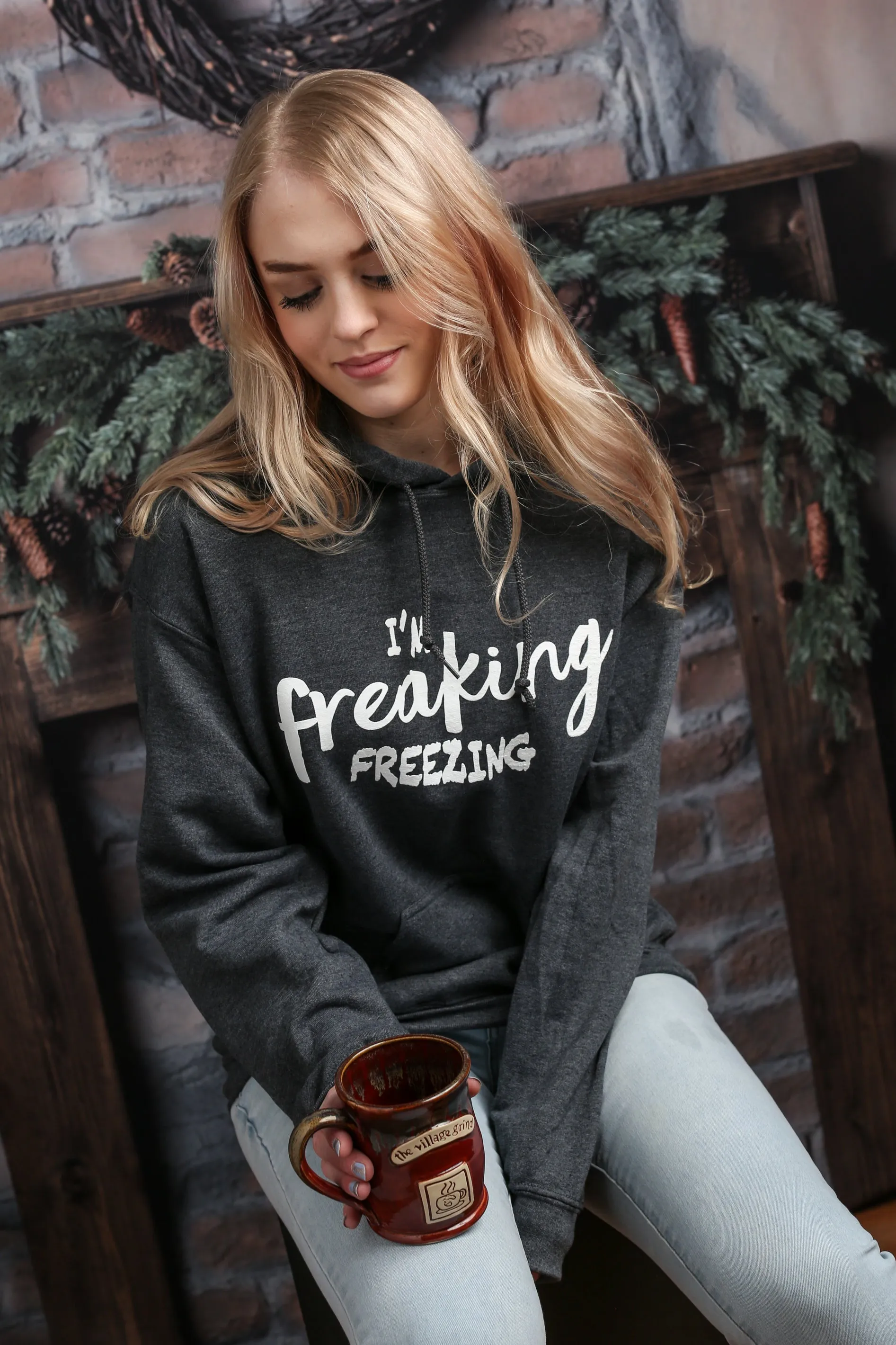 I'm Freaking Freezing! Dark Heather Gray Hoodie